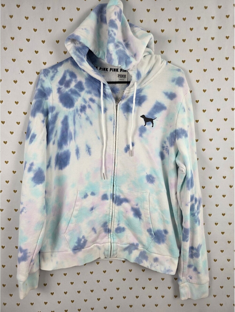 Victorias Secret Pink Tye Dye Full zip Hoodie Jacket Large